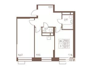 2-к квартира, вторичка, 59м2, 6/24 этаж