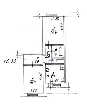 2-к квартира, вторичка, 48м2, 1/5 этаж