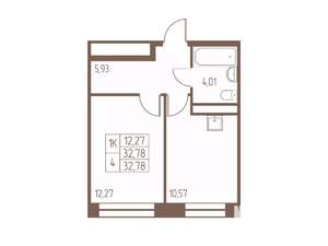 1-к квартира, вторичка, 33м2, 12/24 этаж