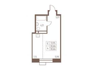 Студия квартира, строящийся дом, 31м2, 15/24 этаж
