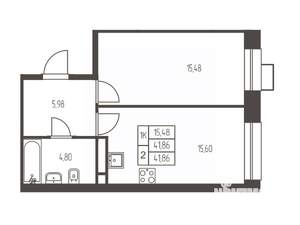 1-к квартира, вторичка, 42м2, 11/20 этаж