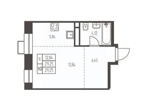 Студия квартира, строящийся дом, 29м2, 4/12 этаж