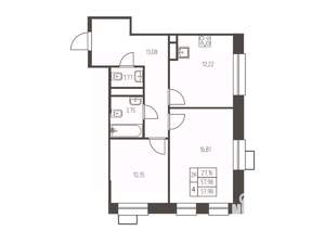 2-к квартира, строящийся дом, 58м2, 11/25 этаж