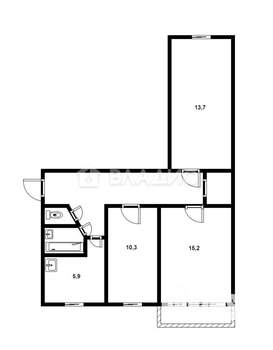 3-к квартира, вторичка, 58м2, 4/5 этаж