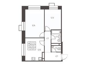 2-к квартира, строящийся дом, 55м2, 2/20 этаж