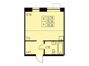 Студия квартира, вторичка, 30м2, 18/23 этаж