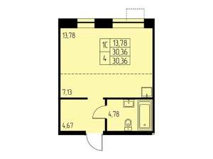 Студия квартира, вторичка, 30м2, 12/23 этаж