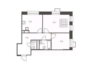 2-к квартира, строящийся дом, 58м2, 6/25 этаж