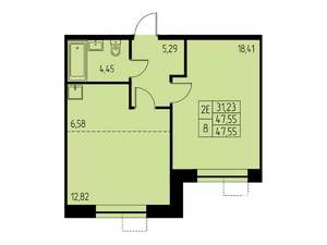 2-к квартира, строящийся дом, 48м2, 9/23 этаж
