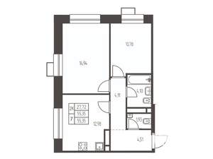 2-к квартира, строящийся дом, 55м2, 5/20 этаж