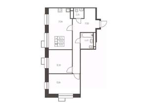 2-к квартира, строящийся дом, 71м2, 7/25 этаж