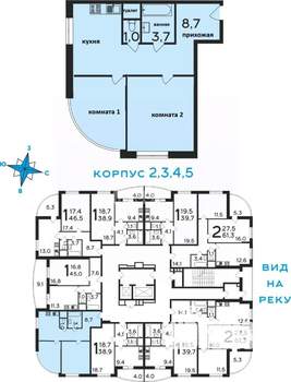 2-к квартира, вторичка, 47м2, 8/18 этаж