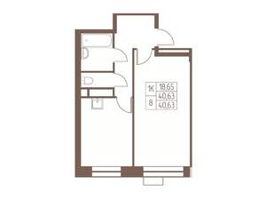 1-к квартира, вторичка, 41м2, 16/24 этаж