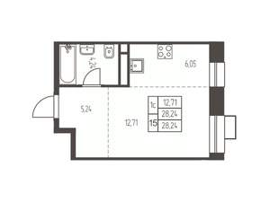 Студия квартира, строящийся дом, 28м2, 8/12 этаж