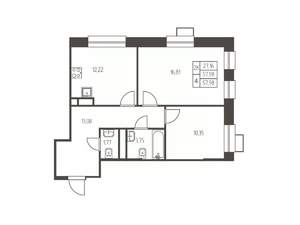 2-к квартира, вторичка, 58м2, 22/25 этаж