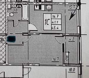 1-к квартира, вторичка, 45м2, 2/17 этаж