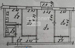 3-к квартира, вторичка, 54м2, 3/5 этаж