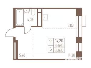 Студия квартира, строящийся дом, 31м2, 11/24 этаж