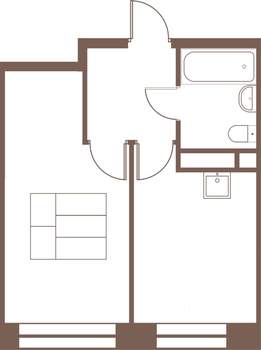1-к квартира, строящийся дом, 33м2, 21/24 этаж
