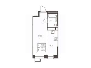 Студия квартира, строящийся дом, 30м2, 17/25 этаж
