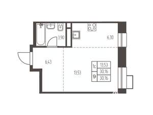 Студия квартира, вторичка, 30м2, 2/20 этаж