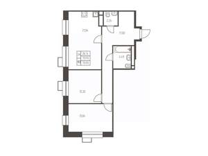 2-к квартира, строящийся дом, 71м2, 2/25 этаж
