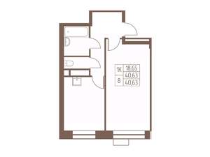 1-к квартира, вторичка, 41м2, 19/24 этаж