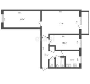3-к квартира, вторичка, 62м2, 3/5 этаж