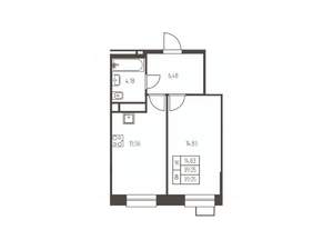 1-к квартира, строящийся дом, 39м2, 21/25 этаж