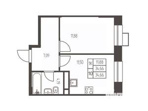 1-к квартира, вторичка, 35м2, 18/20 этаж