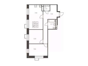 2-к квартира, строящийся дом, 71м2, 24/25 этаж