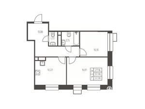 2-к квартира, строящийся дом, 58м2, 7/25 этаж