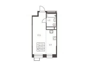 Студия квартира, строящийся дом, 30м2, 13/25 этаж