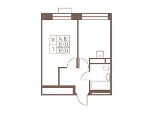 1-к квартира, вторичка, 32м2, 21/24 этаж