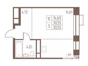 Студия квартира, вторичка, 31м2, 10/24 этаж