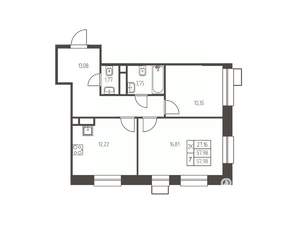 2-к квартира, строящийся дом, 58м2, 2/25 этаж