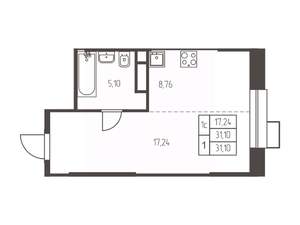 Студия квартира, строящийся дом, 31м2, 5/25 этаж
