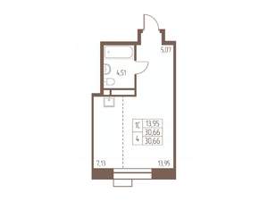 Студия квартира, строящийся дом, 31м2, 16/24 этаж