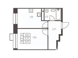 1-к квартира, вторичка, 36м2, 16/20 этаж