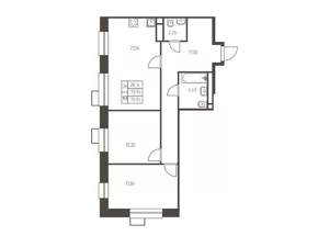 2-к квартира, строящийся дом, 71м2, 3/25 этаж