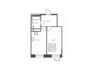 1-к квартира, строящийся дом, 39м2, 20/25 этаж