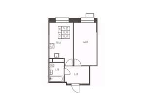 1-к квартира, строящийся дом, 39м2, 9/25 этаж