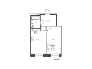 1-к квартира, строящийся дом, 39м2, 14/25 этаж
