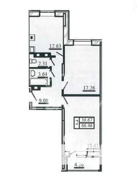 2-к квартира, вторичка, 64м2, 10/16 этаж