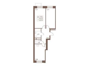 2-к квартира, строящийся дом, 61м2, 3/24 этаж