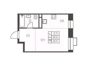 Студия квартира, строящийся дом, 28м2, 9/12 этаж