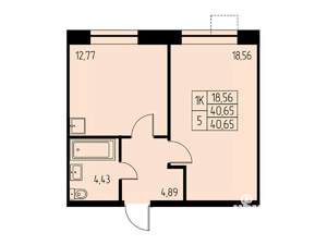 1-к квартира, вторичка, 41м2, 21/23 этаж