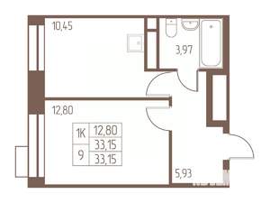 1-к квартира, вторичка, 33м2, 9/24 этаж