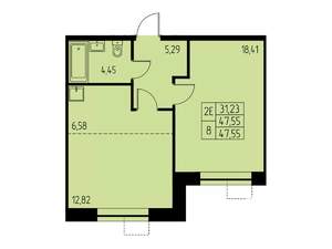 2-к квартира, строящийся дом, 48м2, 3/23 этаж