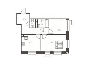 2-к квартира, строящийся дом, 58м2, 12/25 этаж